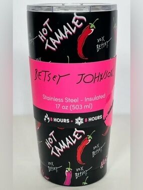 Betsey Johnson Black & Hot Pink Insulated Stainless Steel Tumbler